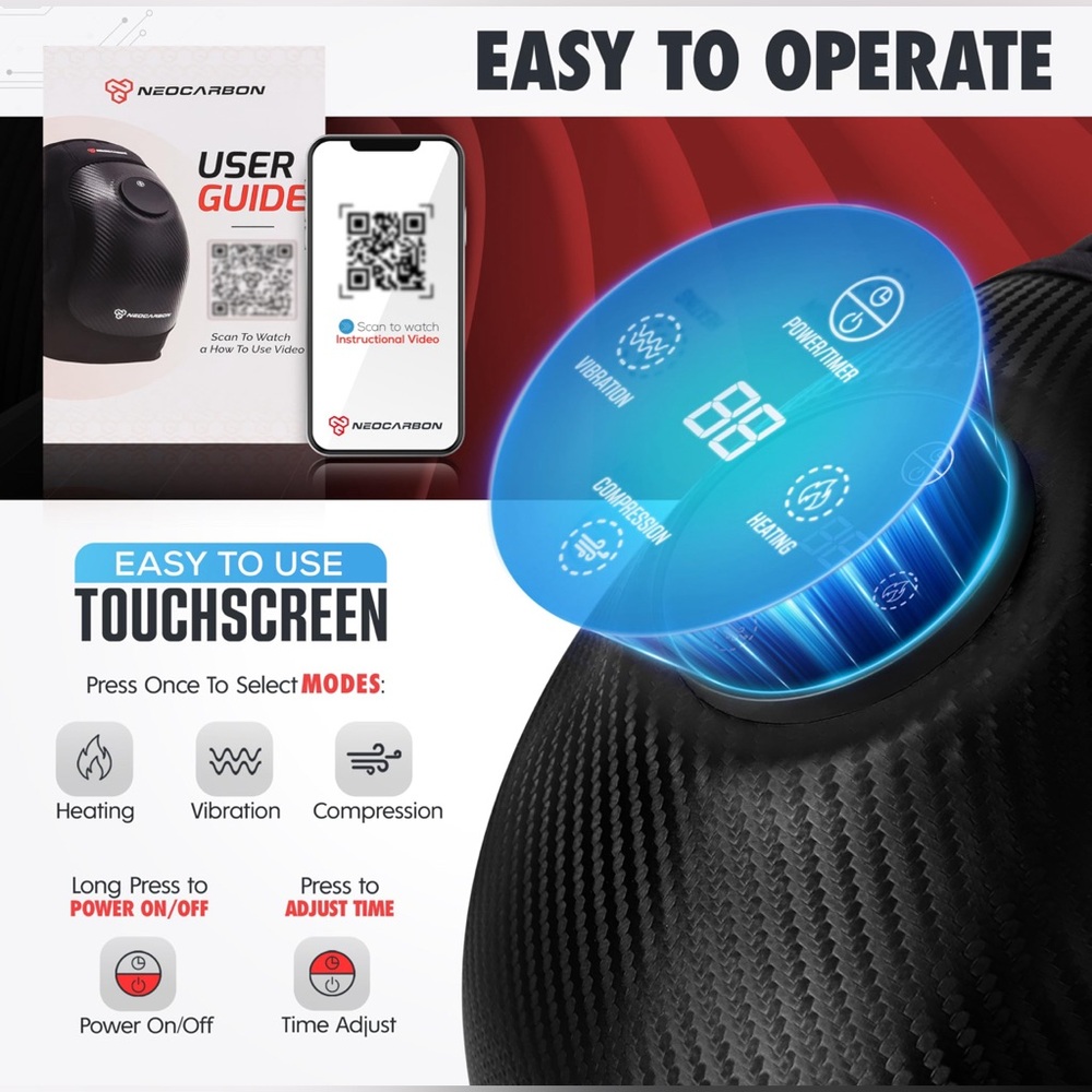 Carbon 3-in-1 Wireless Knee Massager - Black NIB - Picture 5 of 6